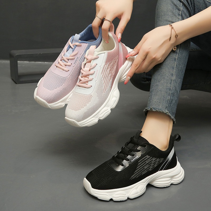 أحذية رياضية نسائية بتصميم جدي - مراجعة Knit Fabric Lace Up Sneakers وسعره