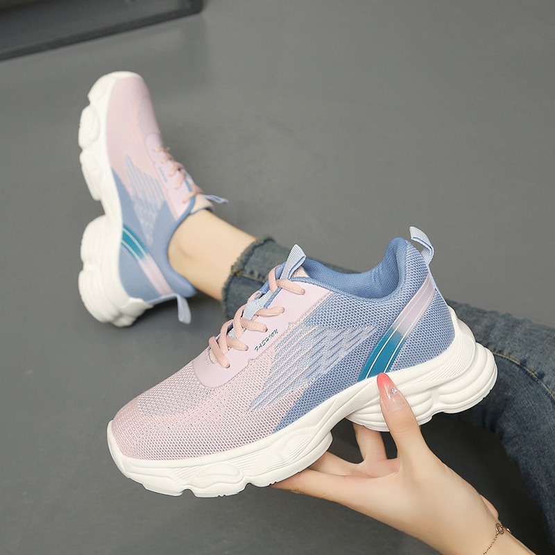 أحذية رياضية نسائية بتصميم جدي - مراجعة Knit Fabric Lace Up Sneakers وسعره