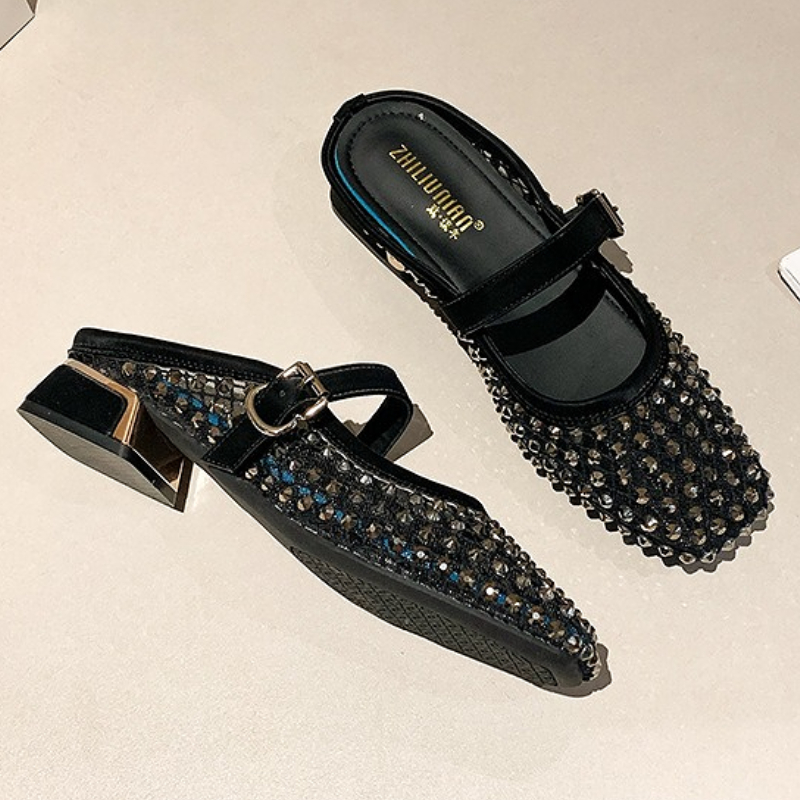 شبكة حجر الراين صندل بكعب مكتن - مراجعة Sandals وسعره